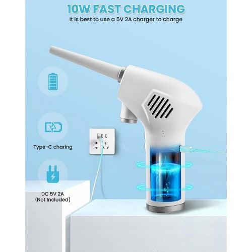 Mini Compressed Air Duster, 36000RPM Electric Cordless Air Duster Blower for Cleaning Dust, Hairs, Computer, Keyboard - EAD-10 - Toytexx Mini Compressed Air Duster, 36000RPM Electric Cordless Air Duster Blower for Cleaning Dust, Hairs, Computer, Keyboard - EAD-10 - Toytexx